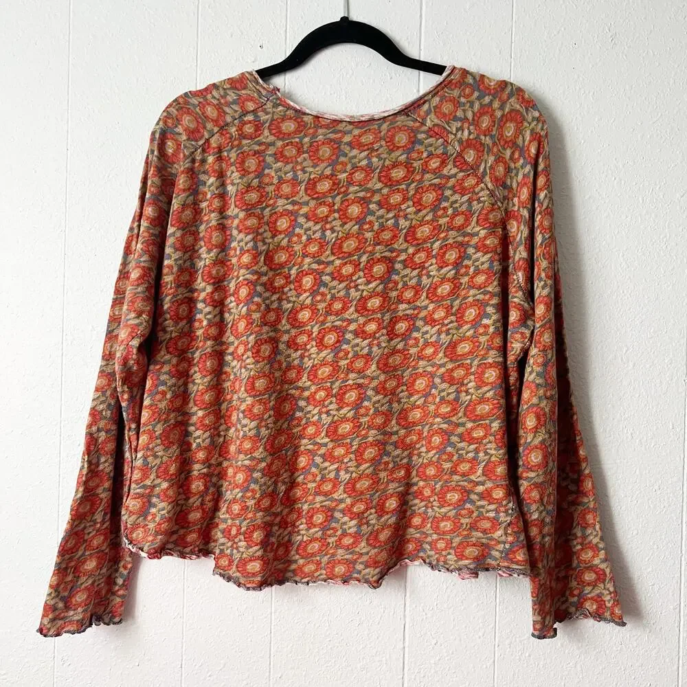 Natural Life Floral Top Womens XL Cropped Boxy Relaxed 100% Cotton Boho Slouchy - Picture 6 of 10